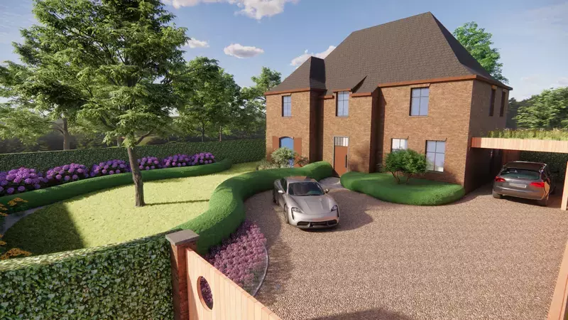 Render oprit landelijke woning