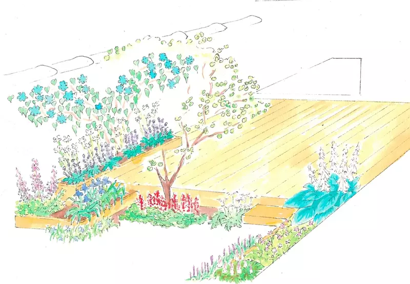 Ontwerp stadstuin met terras