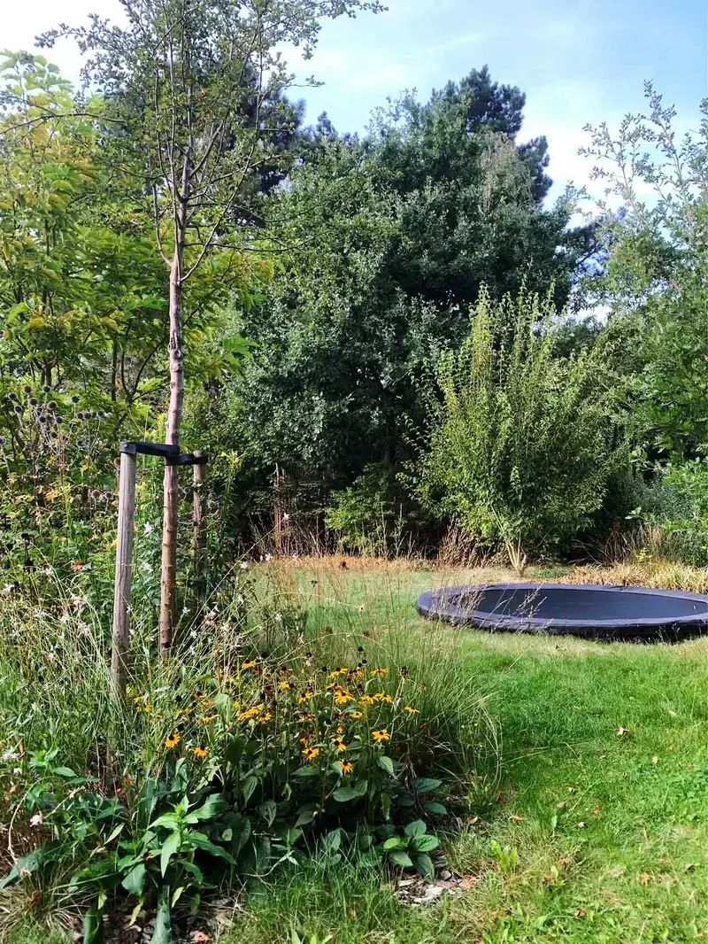 Voor dit gezin ontwierp landschaps- en tuinarchitect Gerben Van Schoote een tuin waar natuurlijk spel, inheemse beplantingen kindvriendelijke zones samenkomen. De kinderen kregen een groene buitenruimte die uitnodigt tot bewegen, ontdekken en fantasie.